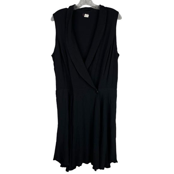 Fredericks of Hollywood Dress Women 2X Black Vintage Wrap Sleeveless Button Mini - Picture 1 of 14
